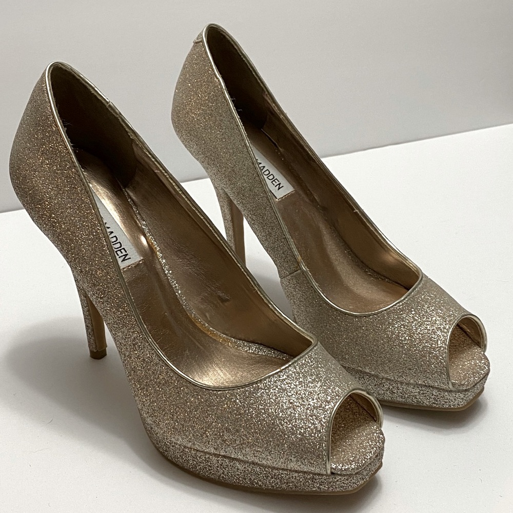 Steve Madden Sunset Gold, Sparkle Peep Toe Heels